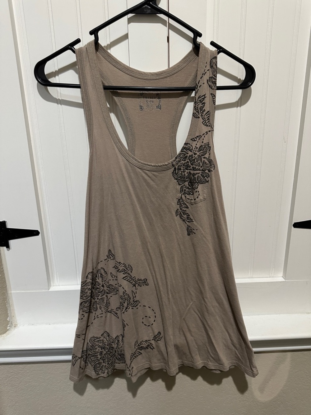 Decree Taupe Floral Racerback Tank